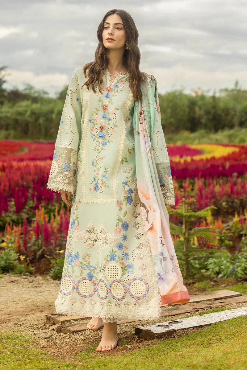 MUSHQ-3PC DHANAK CHIKAN EMBROIDERED SHIRT WITH COURTRAI WOOL PRINTED SHAWL AND TROUSER-ADR-4247