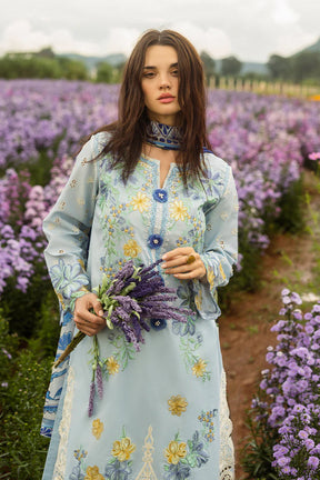 MUSHQ-3PC LAWN EMBROIDERED SHIRT WITH CHIFFON PRINT DUPATTA & TROUSER-ADR-3729
