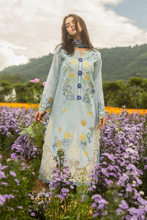 MUSHQ-3PC LAWN EMBROIDERED SHIRT WITH CHIFFON PRINT DUPATTA & TROUSER-ADR-3729