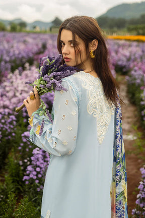 MUSHQ-3PC LAWN EMBROIDERED SHIRT WITH CHIFFON PRINT DUPATTA & TROUSER-ADR-3729