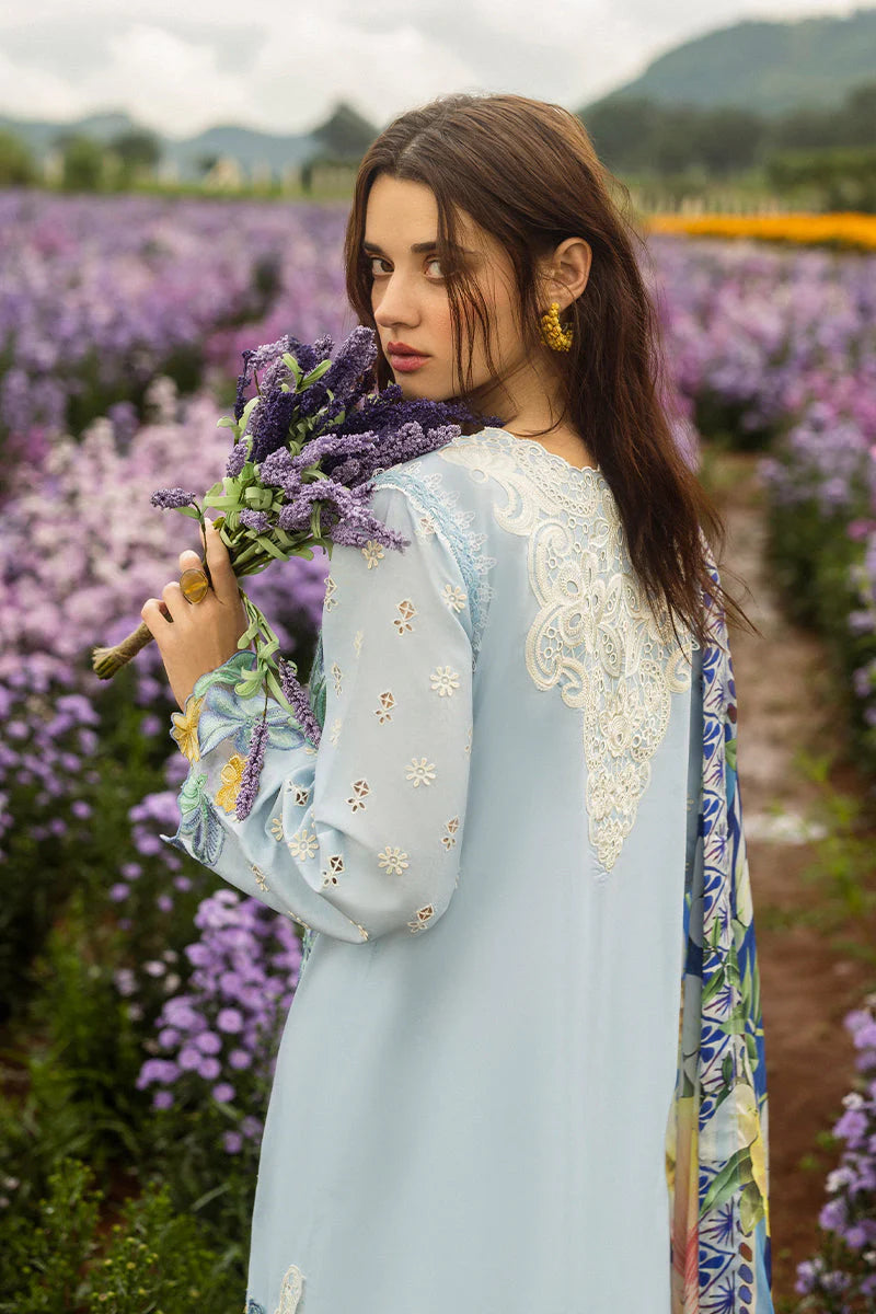 MUSHQ-3PC LAWN EMBROIDERED SHIRT WITH CHIFFON PRINT DUPATTA & TROUSER-ADR-3729