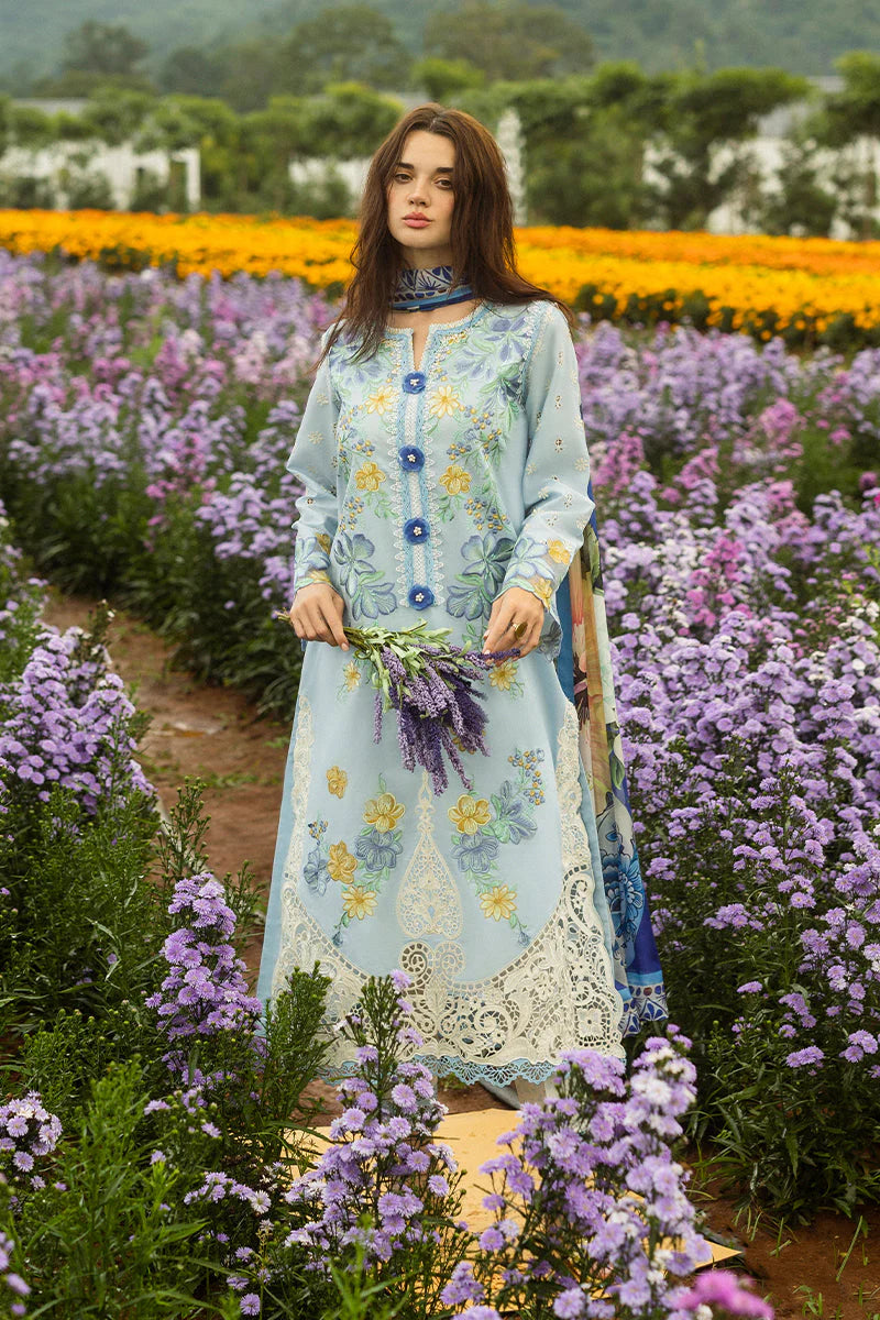MUSHQ-3PC LAWN EMBROIDERED SHIRT WITH CHIFFON PRINT DUPATTA & TROUSER-ADR-3729