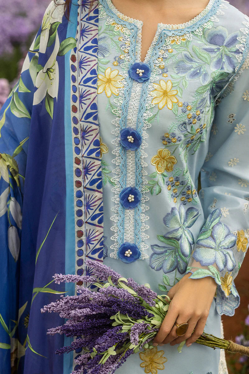 MUSHQ-3PC LAWN EMBROIDERED SHIRT WITH CHIFFON PRINT DUPATTA & TROUSER-ADR-3729