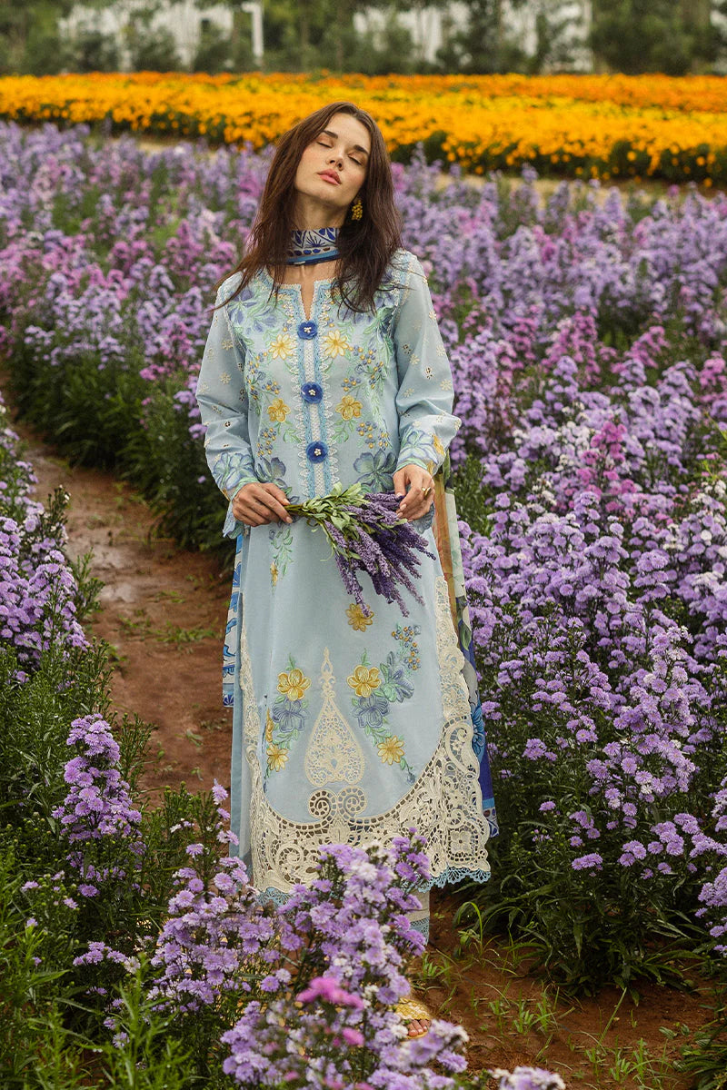 MUSHQ-3PC LAWN EMBROIDERED SHIRT WITH CHIFFON PRINT DUPATTA & TROUSER-ADR-3729