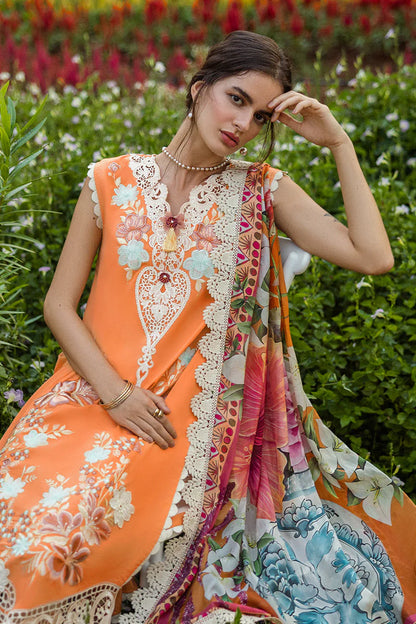MUSHQ-3PC LAWN EMBROIDERED SHIRT WITH CHIFFON PRINT DUPATTA & TROUSER-ADR-3730