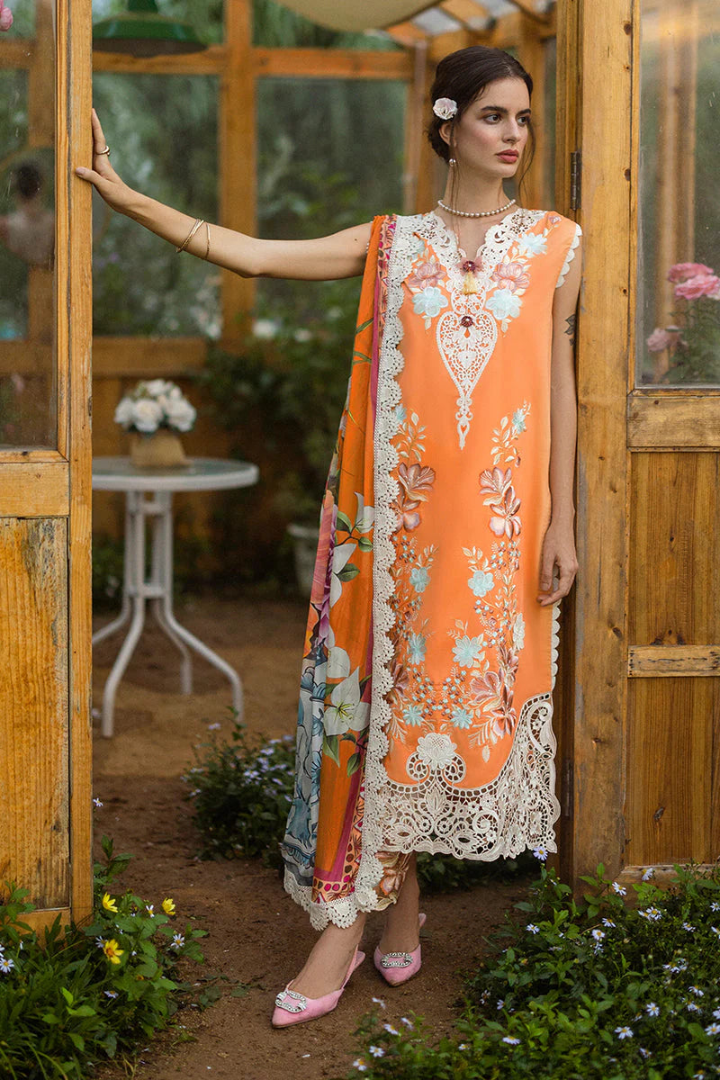 MUSHQ-3PC LAWN EMBROIDERED SHIRT WITH CHIFFON PRINT DUPATTA & TROUSER-ADR-3730