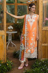 MUSHQ-3PC LAWN EMBROIDERED SHIRT WITH CHIFFON PRINT DUPATTA & TROUSER-ADR-3730