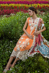 MUSHQ-3PC LAWN EMBROIDERED SHIRT WITH CHIFFON PRINT DUPATTA & TROUSER-ADR-3730