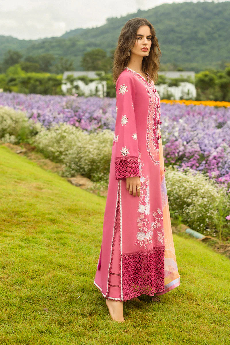 MUSHQ-3PC LAWN EMBROIDERED SHIRT WITH CHIFFON PRINT DUPATTA & TROUSER-ADR-3743