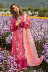 MUSHQ-3PC LAWN EMBROIDERED SHIRT WITH CHIFFON PRINT DUPATTA & TROUSER-ADR-3743