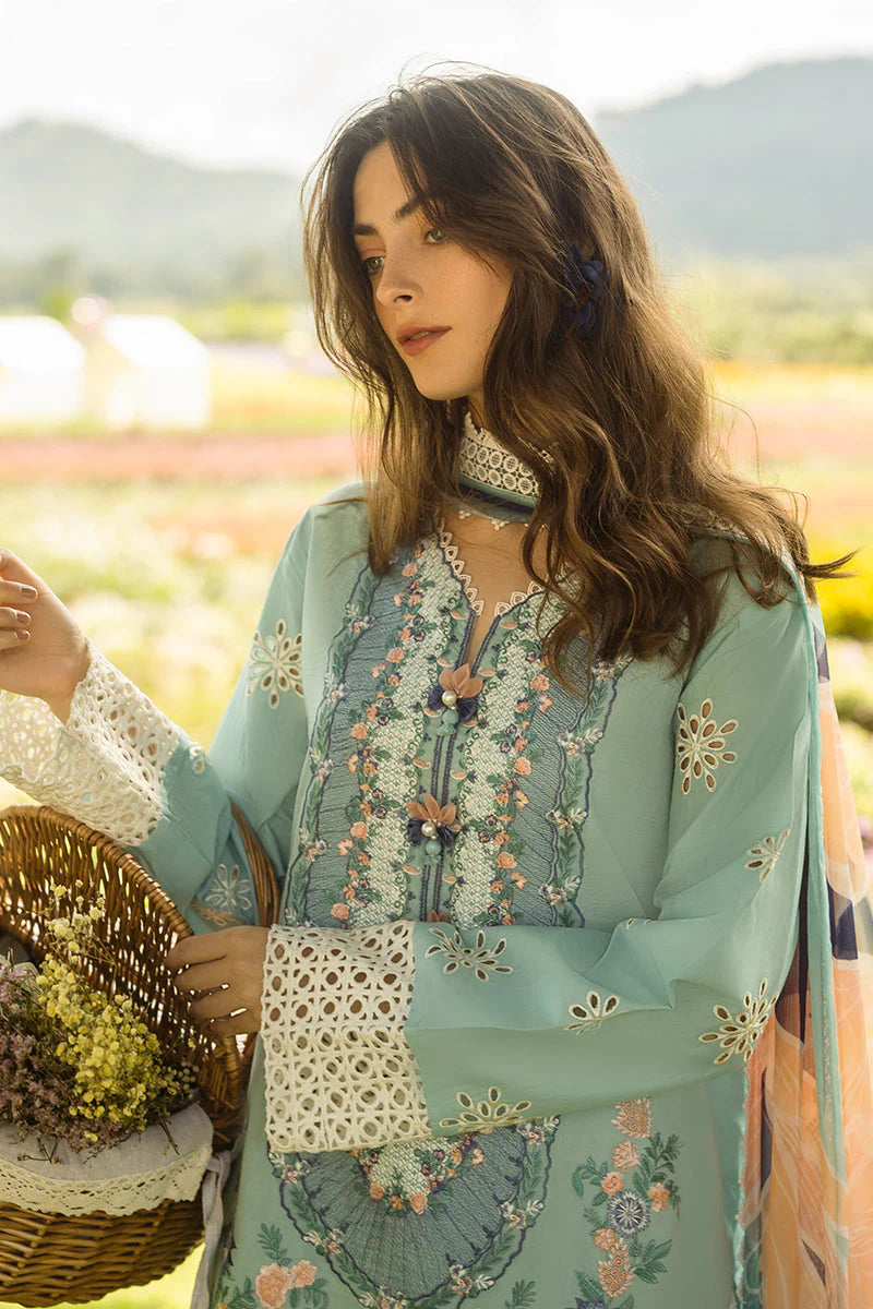 MUSHQ-3PC LAWN EMBROIDERED SHIRT WITH MONARK PRINT DUPATTA AND TROUSER-ADR-3742