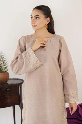 HANA- 3PC KHADAR EMBROIDERED SHIRT WITH ORGANZA EMBROIDERED DUPATTA AND TROUSER-ADR- 3173