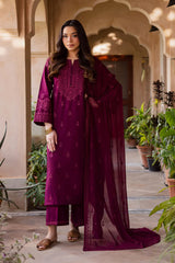 BATIK-3PC LAWN EMBROIDERED SHIRT WITH CHIFFON EMBROIDERED DUPATTA AND EMB TROUSER-ADR-4696