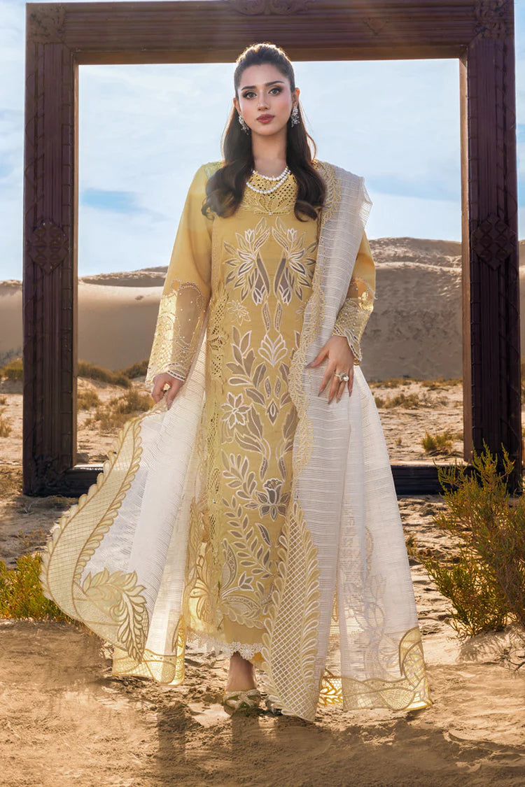 RANG RASIYA-3PC LAWN LASERCUTWORK EMBROIDERED SHIRT WITH KHAADI NET EMBROIDERED DUPATTA AND TROUSER -ADR-4769