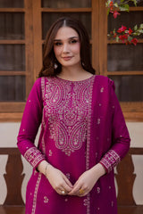 BATIK-3PC LAWN EMBROIDERED SHIRT WITH CHIFFOON EMBROIDERED DUPATTA AND EMB TROUSER-ADR-4735