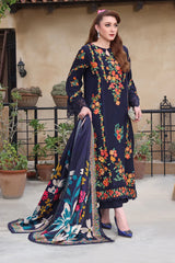 ASIM JOFA-3PC DHANAK EMBROIDERED SHIRT WITH COURTRAI PRINTED SHAWL AND TROUSER-ADR-4316