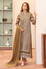 MIRAKHI - 3PC LAWN CHIKENKAARI EMBROIDERED SHIRT WITH LAWN TUBE SLUB DUPATTA AND TROUSER-ADR-1074