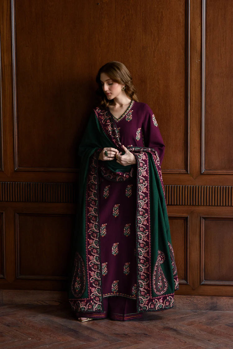 BATIK-3PC DHANAK EMBROIDERED SHIRT WITH DHANAK EMBROIDERED SHAWL AND TROUSER-ADR-4331