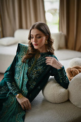 BATIK-3PC KARANDI EMBROIDERED SHIRT WITH DHANAK EMBROIDERED SHAWL AND TROUSER-ADR-