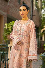 MAHNUR-3PC LAWN EMBROIDERED SHIRT WITH KHAADI NET EMBROIDERED DUPATTA AND TROUSER -ADR-4668