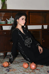 ZAIB-3PC DHANAK EMBROIDERED SHIRT WITH DHANAK EMBROIDERED SHAWL AND TROUSER-ADR-4386