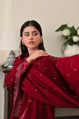 BATIK-3PC DHANAK EMBROIDERED SHIRT WITH DHANAK EMBROIDERED SHAWL AND EMB TROUSER -ADR-5036