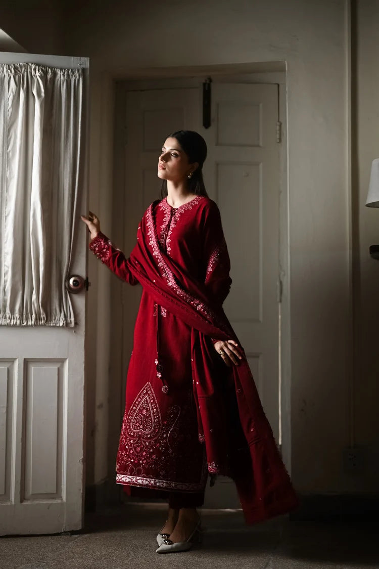 BATIK-3PC DHANAK EMBROIDERED SHIRT WITH DHANAK EMBROIDERED SHAWL AND EMB TROUSER -ADR-5036