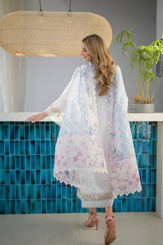 NATSHA KAMAL-3PC DHANAK EMBROIDERED SHIRT WITH WOOL PRINT SHAWL & TROUSER -ADR-4206