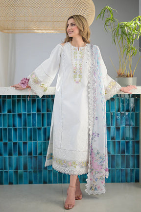 NATSHA KAMAL-3PC DHANAK EMBROIDERED SHIRT WITH WOOL PRINT SHAWL & TROUSER -ADR-3269