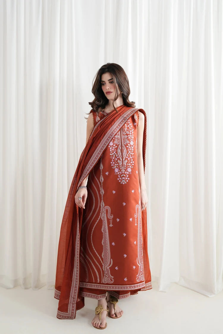 BATIK-3PC DHANAK EMBROIDERED SHIRT WITH DHANAK EMBROIDERED SHAWL AND EMB TROUSER-ADR-5089