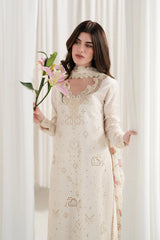 ZAIB-3PC LAWN CHIKAN EMBROIDERED SHIRT WITH SILK PRINTED DUPATTA AND TROUSER-ADR-4902