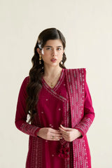 ZAIB-3PC LAWN EMBROIDERED SHIRT WITH KHADDI NET EMBROIDERED DUPATTA AND TROUSER-ADR-4779