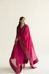 ZAIB-3PC LAWN EMBROIDERED SHIRT WITH KHADDI NET EMBROIDERED DUPATTA AND TROUSER-ADR-4779