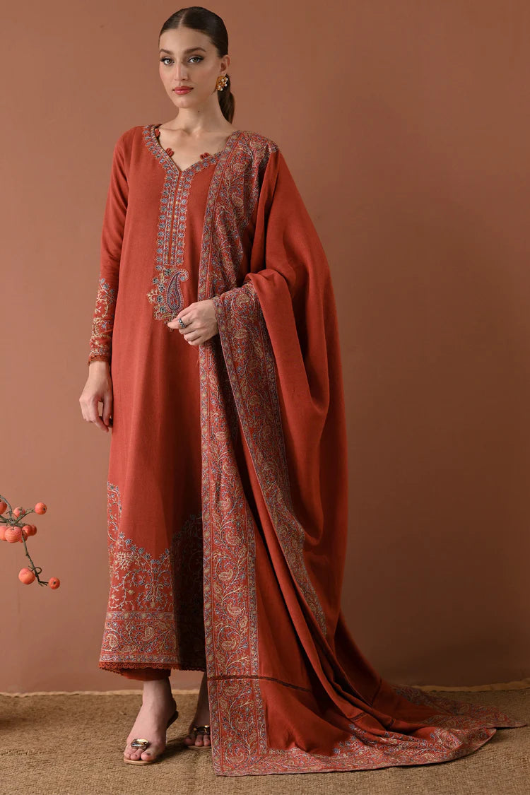BATIK-3PC DHANAK EMBROIDERED SHIRT WITH DHANAK EMBROIDERED SHAWL AND TROUSER-ADR-5008