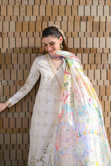 ZAIB-3PC LAWN CHIKAN EMBROIDERED SHIRT WITH CHIFFON PRINTED DUPATTA AND TROUSER-ADR-4881