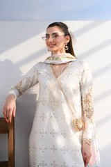 ZAIB-3PC LAWN CHIKAN EMBROIDERED SHIRT WITH CHIFFON PRINTED DUPATTA AND TROUSER-ADR-4881