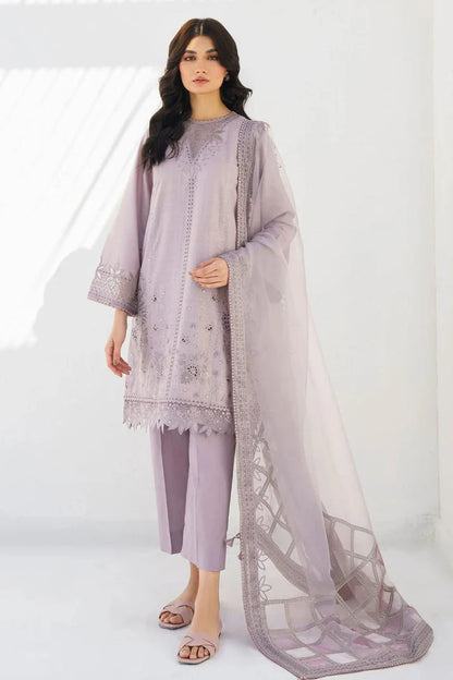 JAZMIN- 3PC LAWN HEAVY EMBROIDERED SHIRT WITH ORGANZA EMBROIDERED READY TO WEAR DUPATTA-ADR-3643