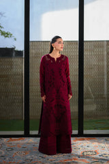 ZAIB-3PC LAWN CHIKAN EMBROIDERED SHIRT WITH KHADDI NET EMB DUPATTA AND TROUSER-ADR-4896