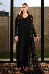 ZAIB-3PC LAWN CHIKANKARI EMBROIDERED SHIRT WITH MONARK PRINTED EMB DUPATTA AND TROUSER-ADR-4874