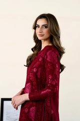 ZAIB-3PC DHANAK EMBROIDERED SHIRT WITH DHANAK EMBROIDERED SHAWL AND TROUSER-ADR-5087