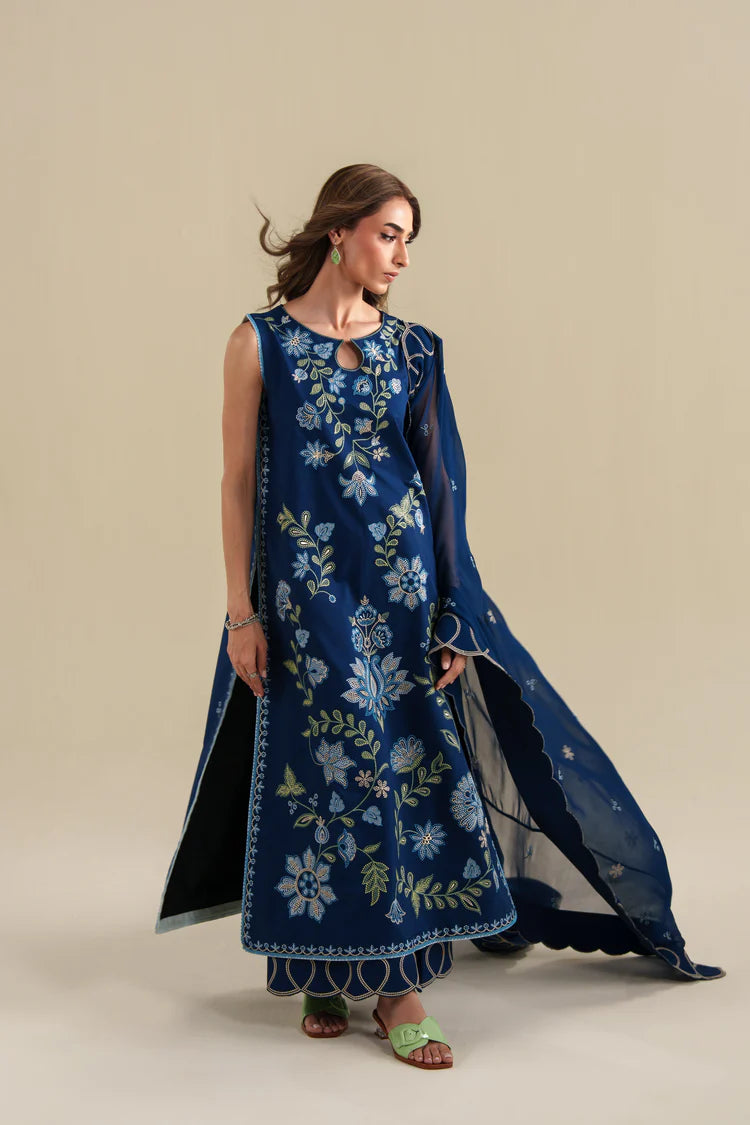 ZAIB-3PC LAWN EMBROIDERED SHIRT WITH CHIFFON EMB DUPATTA AND EMB TROUSER-ADR-4919