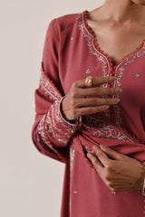 BATIK-3PC DHANAK EMBROIDERED SHIRT WITH DHANAK EMBROIDERED SHAWL AND TROUSER-ADR-4321