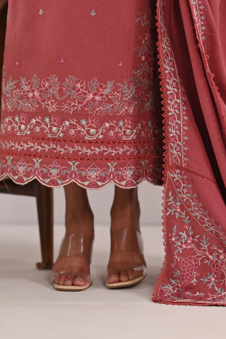 BATIK-3PC DHANAK EMBROIDERED SHIRT WITH DHANAK EMBROIDERED SHAWL AND TROUSER-ADR-4321