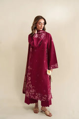 ZAIB-3PC LAWN EMBROIDERED SHIRT WITH CHIFFON EMB DUPATTA AND TROUSER-ADR-4920