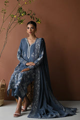 BATIK-3PC DHANAK EMBROIDERED SHIRT WITH DHANAK EMBROIDERED SHAWL AND TROUSER-ADR-4315