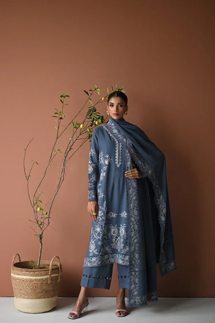 BATIK-3PC DHANAK EMBROIDERED SHIRT WITH DHANAK EMBROIDERED SHAWL AND TROUSER-ADR-4315