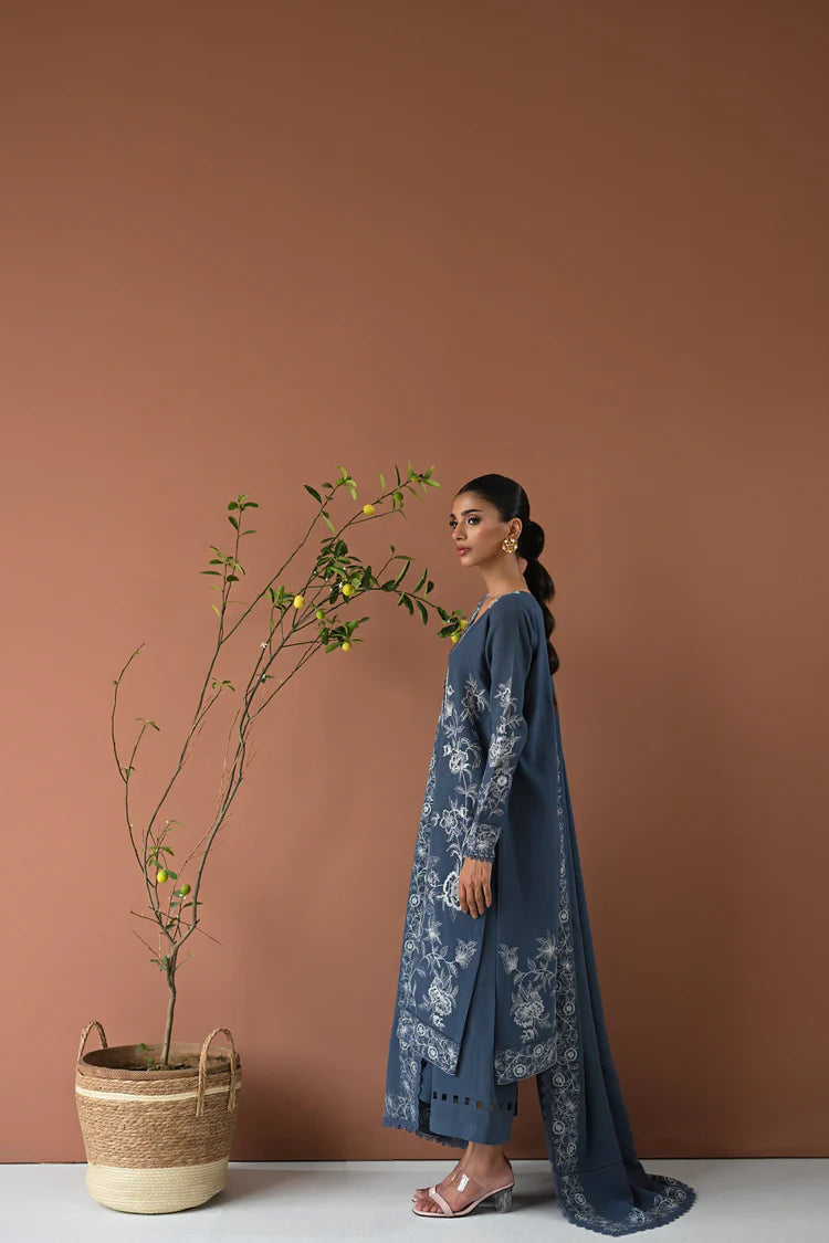 BATIK-3PC DHANAK EMBROIDERED SHIRT WITH DHANAK EMBROIDERED SHAWL AND TROUSER-ADR-4315