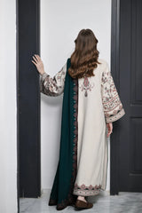 ZAIB-3PC KARANDI EMBROIDERED SHIRT WITH KARANDI EMBROIDERED SHAWL AND TROUSER-ADR-5302