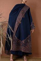 ZAIB-3PC DHANAK EMBROIDERED SHIRT WITH DHANAK EMBROIDERED SHAWL AND TROUSER-ADR-5022
