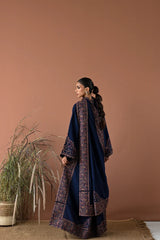 ZAIB-3PC DHANAK EMBROIDERED SHIRT WITH DHANAK EMBROIDERED SHAWL AND TROUSER-ADR-5022